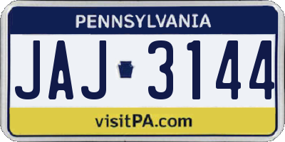 PA license plate JAJ3144