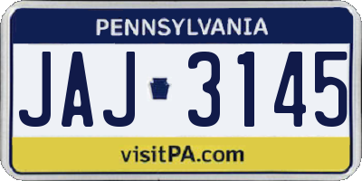 PA license plate JAJ3145