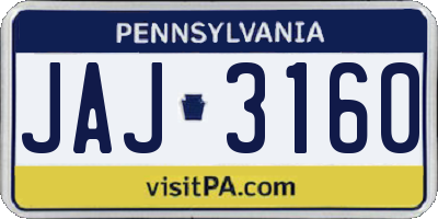 PA license plate JAJ3160