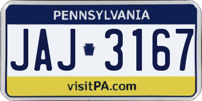 PA license plate JAJ3167