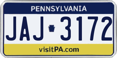 PA license plate JAJ3172