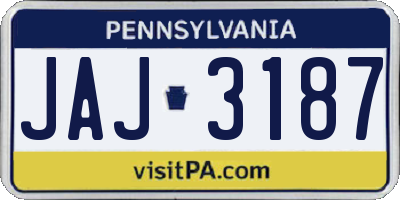 PA license plate JAJ3187