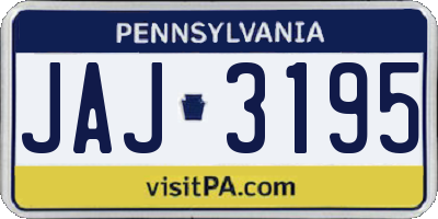 PA license plate JAJ3195