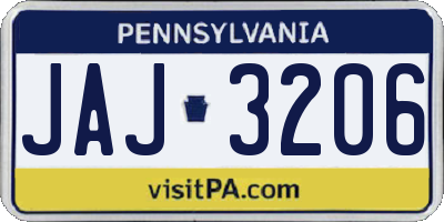 PA license plate JAJ3206