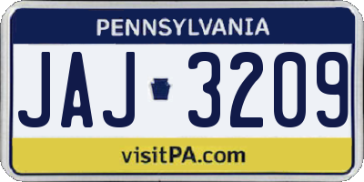 PA license plate JAJ3209