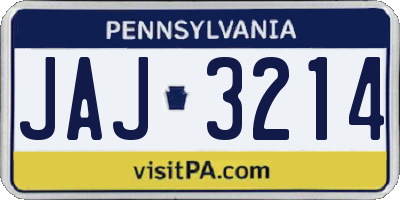 PA license plate JAJ3214