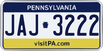 PA license plate JAJ3222