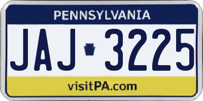 PA license plate JAJ3225