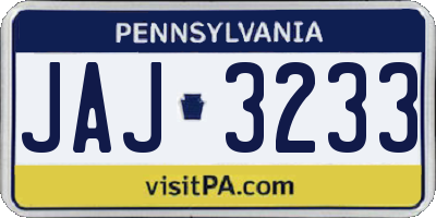 PA license plate JAJ3233
