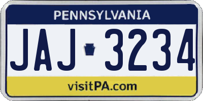 PA license plate JAJ3234