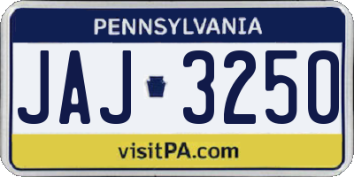 PA license plate JAJ3250