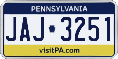 PA license plate JAJ3251