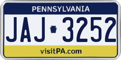 PA license plate JAJ3252