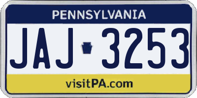 PA license plate JAJ3253