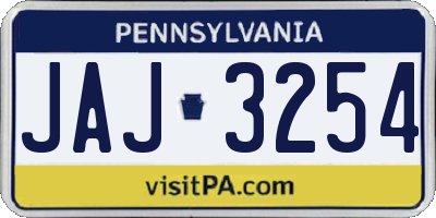 PA license plate JAJ3254