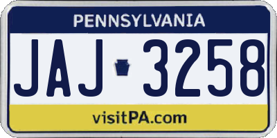 PA license plate JAJ3258