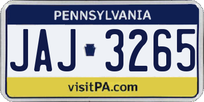 PA license plate JAJ3265