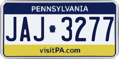 PA license plate JAJ3277