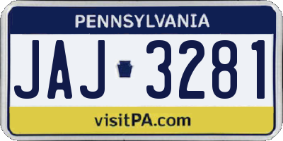 PA license plate JAJ3281