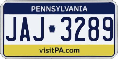 PA license plate JAJ3289
