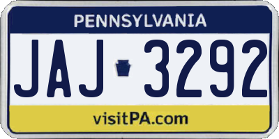 PA license plate JAJ3292