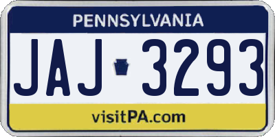 PA license plate JAJ3293
