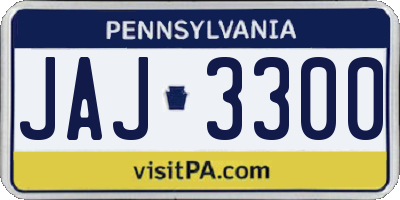 PA license plate JAJ3300