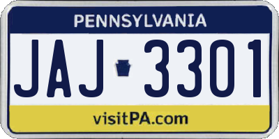 PA license plate JAJ3301