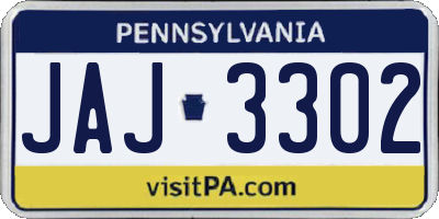 PA license plate JAJ3302