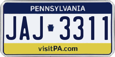 PA license plate JAJ3311