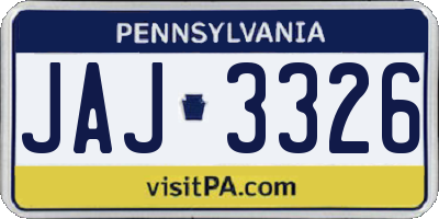 PA license plate JAJ3326