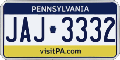 PA license plate JAJ3332