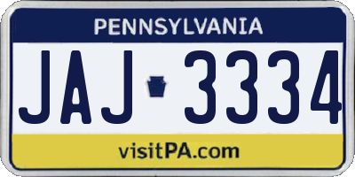 PA license plate JAJ3334