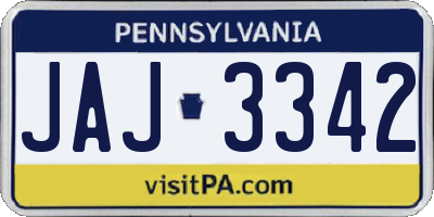PA license plate JAJ3342