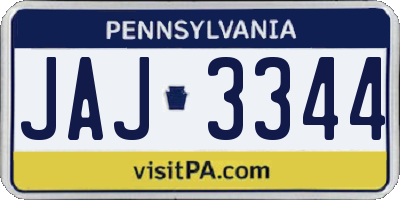 PA license plate JAJ3344