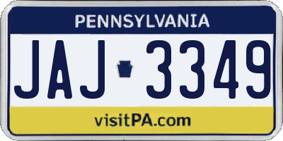 PA license plate JAJ3349