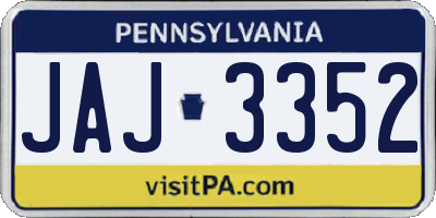 PA license plate JAJ3352