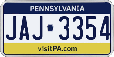 PA license plate JAJ3354