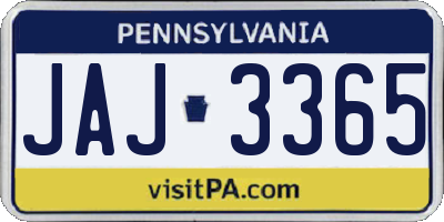 PA license plate JAJ3365