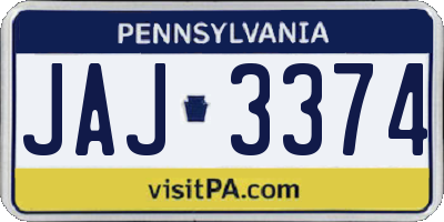 PA license plate JAJ3374