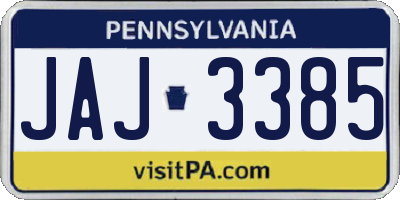 PA license plate JAJ3385