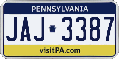 PA license plate JAJ3387
