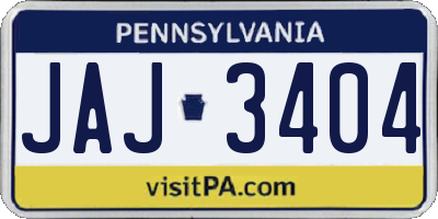 PA license plate JAJ3404