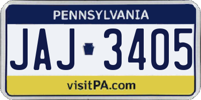 PA license plate JAJ3405