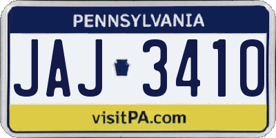 PA license plate JAJ3410