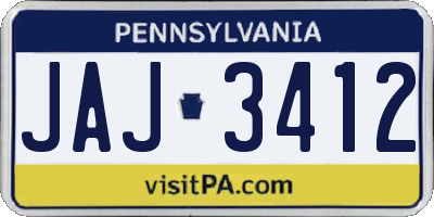 PA license plate JAJ3412