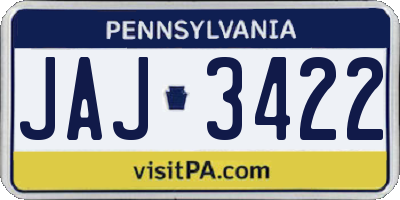 PA license plate JAJ3422