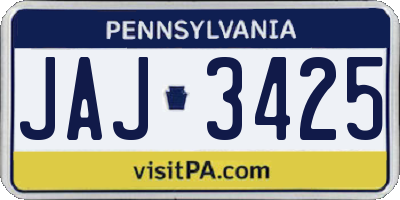PA license plate JAJ3425