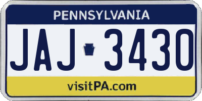 PA license plate JAJ3430