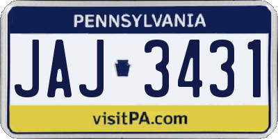 PA license plate JAJ3431